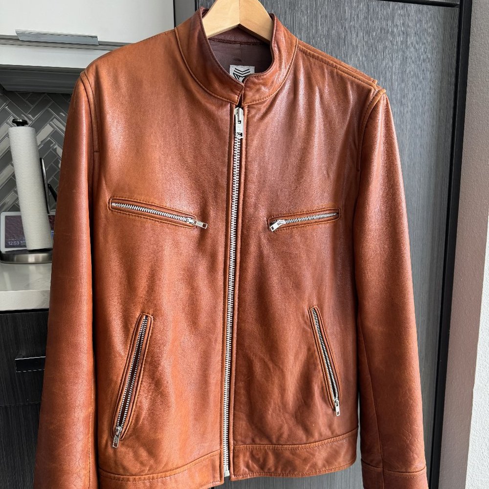 Falcon Garments - Bespoke Lambskin Leather Biker Jacket with Mandarin Collar